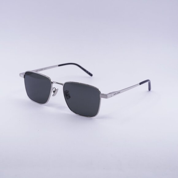 Saint Laurent SL529 002 Sunglasses Silver Square Frame, Grey Lenses main image 9
